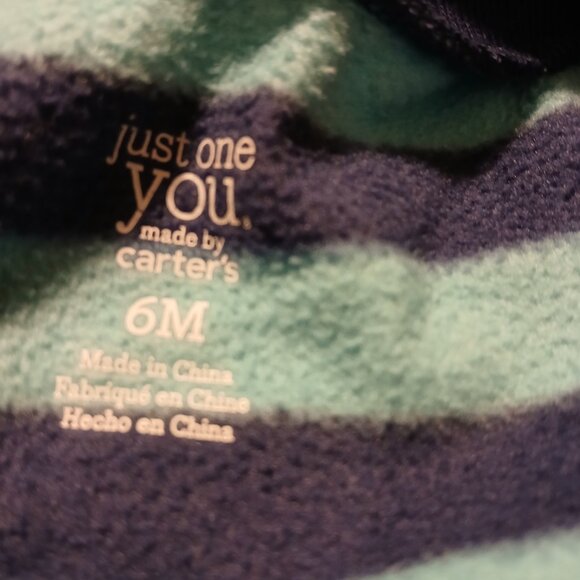 Just One You by Carters 6 Months Tiger Lion Green Striped Long Sleeve Footies - Picture 2 of 6